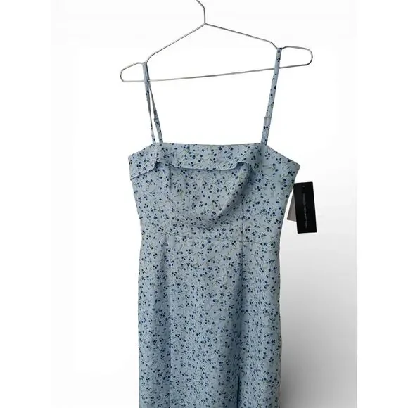 New with Tags French Connection Icy Blue Floral Midi Dress Size 6 Cottagecore - Picture 9 of 16